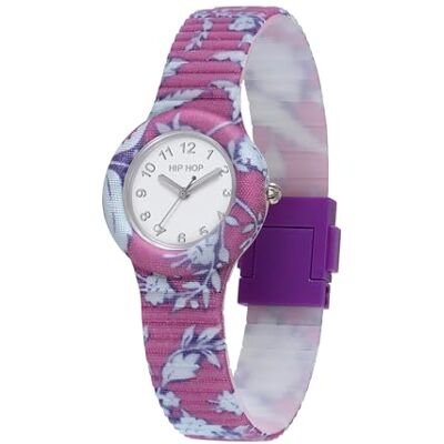 HIP HOP , Collection Flora, montre femme avec mouvement à quartz, bracelet en silicone hypoallergénique et tissu Liberty London, boîtier 32 mm, résistant à l'eau, aubergine, 32, Moderne HIP HOP , Collection Flora, montre femme avec mouvement à quartz, bracelet en silicone hypoallergénique et tissu Liberty London, boîtier 32 mm, résistant à l'eau, aubergine, 32, Moderne