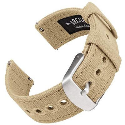 Archer Watch Straps Bracelets de Montre en Toile à Dégagement Rapide (Beige Sable, 20mm) Archer Watch Straps Bracelets de Montre en Toile à Dégagement Rapide (Beige Sable, 20mm)
