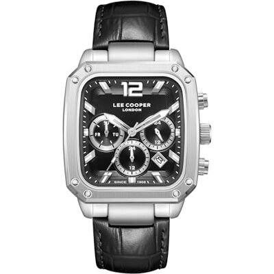 Lee Cooper Homme Analogique Quartz Montre avec Bracelet en Cuir LC08184.351, Noir Lee Cooper Homme Analogique Quartz Montre avec Bracelet en Cuir LC08184.351, Noir