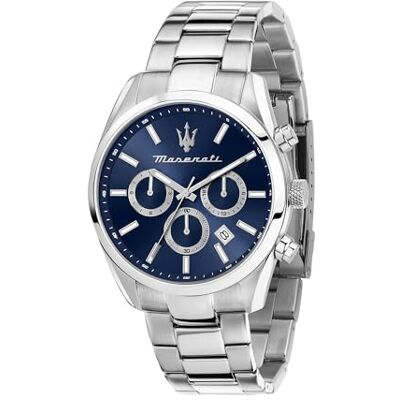 Maserati Attrazione R8853151005 Montre à quartz multifonction pour homme, argent, 43mm, bracelet Maserati Attrazione R8853151005 Montre à quartz multifonction pour homme, argent, 43mm, bracelet