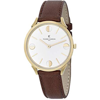 Pierre Cardin Montre Unisexe Analogique Quartz Pigalle Half Moon, Marron/Blanc, sangle Pierre Cardin Montre Unisexe Analogique Quartz Pigalle Half Moon, Marron/Blanc, sangle