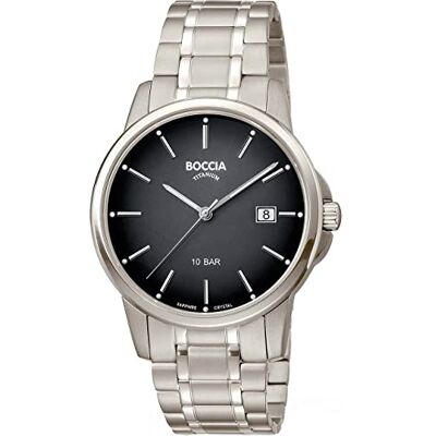 Boccia Hommes Analogique Quartz Montre 3633-07, Argenté, Bracelet Boccia Hommes Analogique Quartz Montre 3633-07, Argenté, Bracelet