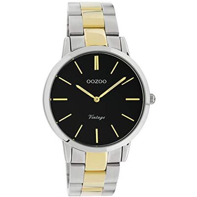 Oozoo UOC20107 Montre-bracelet analogique pour femme Argenté/doré C20107 Vintage Slim Acier inoxydable, argent/noir , Bracelet Oozoo UOC20107 Montre-bracelet analogique pour femme Argenté/doré C20107 Vintage Slim Acier inoxydable, argent/noir , Bracelet