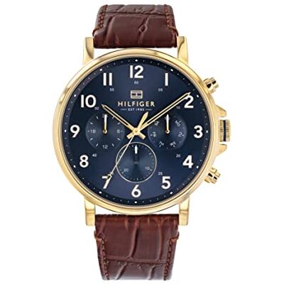 Tommy Hilfiger Montre Analogique Multifunction à Quartz pour homme avec Bracelet en cuir Marron clair 1710380 Tommy Hilfiger Montre Analogique Multifunction à Quartz pour homme avec Bracelet en cuir Marron clair 1710380