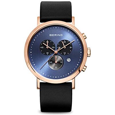 BERING Hommes Analogique Quartz Classic Collection Montre avec Bracelet en Cuir de Veau & Verre Saphir 10540-567 BERING Hommes Analogique Quartz Classic Collection Montre avec Bracelet en Cuir de Veau & Verre Saphir 10540-567