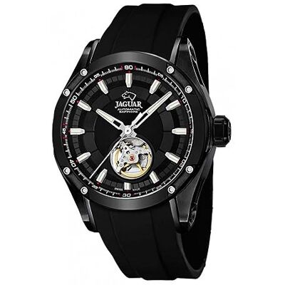 JAGUAR Modèle de montre J813/1 de la collection AUTOMATICO Boîtier de 45 mm avec bracelet en caoutchouc noir pour homme J813/1 JAGUAR Modèle de montre J813/1 de la collection AUTOMATICO Boîtier de 45 mm avec bracelet en caoutchouc noir pour homme J813/1