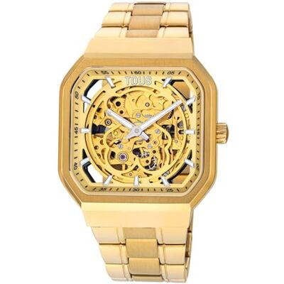 TOUS Montre analogique automatique avec bracelet en acier IP doré D-Bear, or, Bracelet TOUS Montre analogique automatique avec bracelet en acier IP doré D-Bear, or, Bracelet