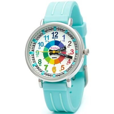 Kiddus Montre éducative pour enfant à partir de 5 ans, montre analogique pour apprendre l'heure, mécanisme japonais, 02 Turquoise, 3ATM, Bande Kiddus Montre éducative pour enfant à partir de 5 ans, montre analogique pour apprendre l'heure, mécanisme japonais, 02 Turquoise, 3ATM, Bande