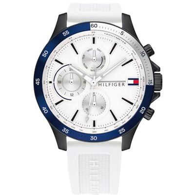Tommy Hilfiger Montre Analogique Multifunction à Quartz pour homme avec Bracelet en silicone Blanc 1791723 Tommy Hilfiger Montre Analogique Multifunction à Quartz pour homme avec Bracelet en silicone Blanc 1791723