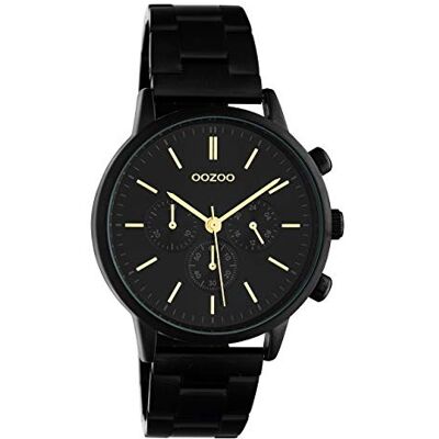 Oozoo Montre chronographe unisexe avec bracelet en acier inoxydable 38 mm Noir C10564 Oozoo Montre chronographe unisexe avec bracelet en acier inoxydable 38 mm Noir C10564