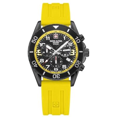 Alpine 7029.9 Montre chronographe à quartz analogique en silicone pour homme, Sw/Silicone/Sw Yellow 9878sam, Bracelet Alpine 7029.9 Montre chronographe à quartz analogique en silicone pour homme, Sw/Silicone/Sw Yellow 9878sam, Bracelet