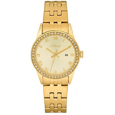 s.Oliver Montre à quartz analogique pour femme avec bracelet en acier inoxydable, étanche, livrée dans un coffret cadeau. s.Oliver Montre à quartz analogique pour femme avec bracelet en acier inoxydable, étanche, livrée dans un coffret cadeau.