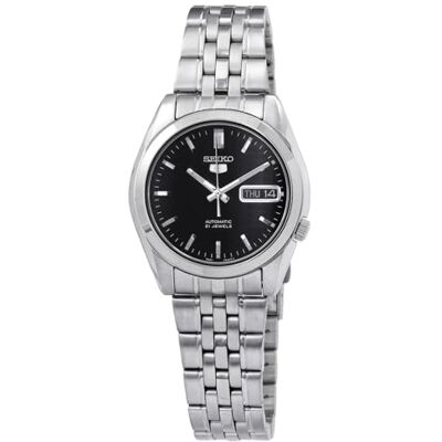Seiko SNK361K1-5 Montre Homme Automatique Analogique Cadran Noir Bracelet Acier Gris, Noir/Gris, Classique Seiko SNK361K1-5 Montre Homme Automatique Analogique Cadran Noir Bracelet Acier Gris, Noir/Gris, Classique