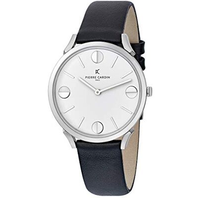 Pierre Cardin Montre Unisexe Analogique Quartz Pigalle Half Moon, Noir/Blanc, sangle Pierre Cardin Montre Unisexe Analogique Quartz Pigalle Half Moon, Noir/Blanc, sangle