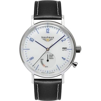 Bauhaus 2114-1 Montre solaire pour homme en cuir fabriquée en Allemagne 5 ATM Bauhaus 2114-1 Montre solaire pour homme en cuir fabriquée en Allemagne 5 ATM