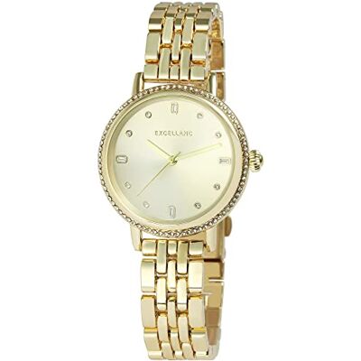 Excellanc Simili 1800248 Montre Dame pour femme en métal à quartz analogique, Couleur : doré, Classique Excellanc Simili 1800248 Montre Dame pour femme en métal à quartz analogique, Couleur : doré, Classique