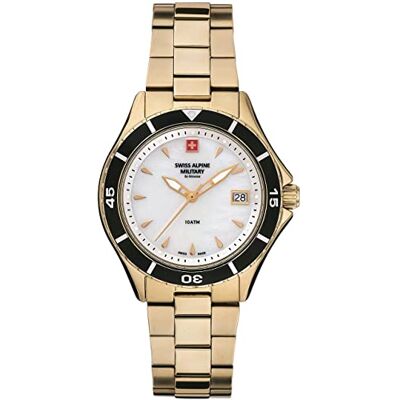 Alpine 7740.1 Montre analogique à quartz pour femme en acier inoxydable, Or/or/nacre 1113sam, Bracelet Alpine 7740.1 Montre analogique à quartz pour femme en acier inoxydable, Or/or/nacre 1113sam, Bracelet