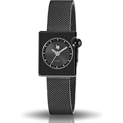 Lip Mach 2000 Mini Square Montre Femme Acier Noir Milanais 671391 Lip Mach 2000 Mini Square Montre Femme Acier Noir Milanais 671391