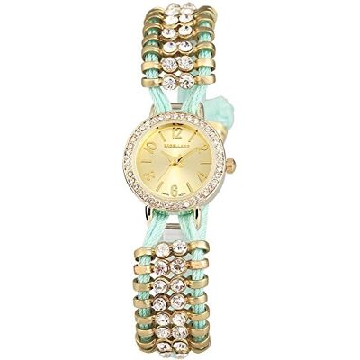 Excellanc 152404300039 Montre Femme Quartz Analogique Bracelet Textile Vert, Doré/Vert Excellanc 152404300039 Montre Femme Quartz Analogique Bracelet Textile Vert, Doré/Vert