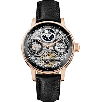 Ingersoll Montre 1892 The Jazz Automatic pour Hommes avec Cadran Noir et Bracelet en Cuir Noir I07705, Black, Sangle Ingersoll Montre 1892 The Jazz Automatic pour Hommes avec Cadran Noir et Bracelet en Cuir Noir I07705, Black, Sangle