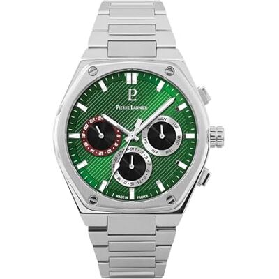 Pierre Lannier Montre acier cadran vert collection Copilote Pierre Lannier Montre acier cadran vert collection Copilote