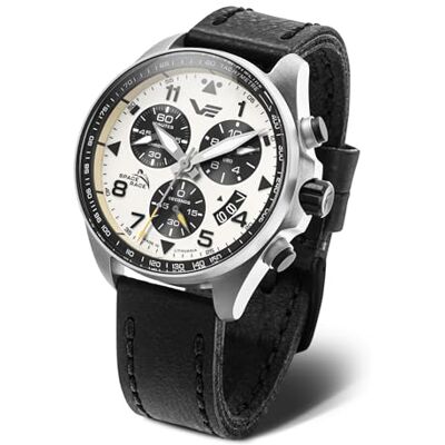 Vostok Europe Space Race 325A743 Montre chronographe pour homme avec bracelet en cuir 20 ATM Date, bracelet Vostok Europe Space Race 325A743 Montre chronographe pour homme avec bracelet en cuir 20 ATM Date, bracelet
