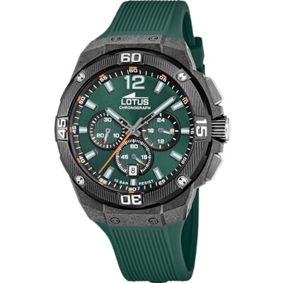 Lotus Montre pour Homme 18975/2 Chrono Boîtier en Fibre de Carbone Noir Bracelet en Caoutchouc Vert, Vert, sangle Lotus Montre pour Homme 18975/2 Chrono Boîtier en Fibre de Carbone Noir Bracelet en Caoutchouc Vert, Vert, sangle
