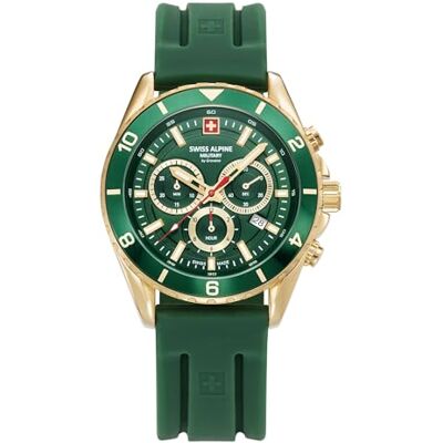 Alpine 7034.9814SAM Montre analogique à quartz pour homme avec chronographe en silicone, lanière Alpine 7034.9814SAM Montre analogique à quartz pour homme avec chronographe en silicone, lanière