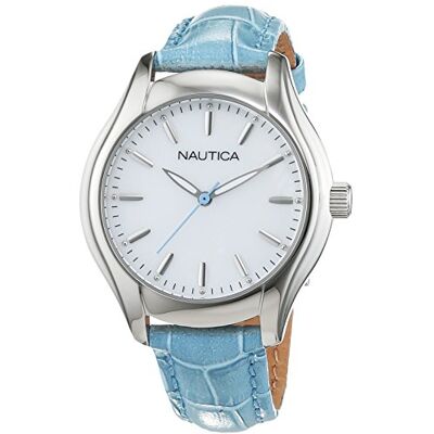 Nautica Montre analogique à quartz pour femme avec bracelet en cuir NAI11011M, turquoise, bracelet Nautica Montre analogique à quartz pour femme avec bracelet en cuir NAI11011M, turquoise, bracelet