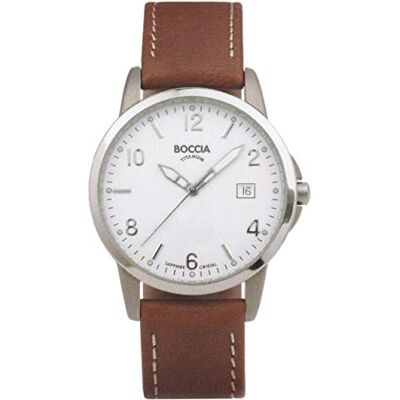 Boccia 604-01 Montre Homme Quartz Analogique Bracelet Cuir Marron, Blanc/Marron, sangle Boccia 604-01 Montre Homme Quartz Analogique Bracelet Cuir Marron, Blanc/Marron, sangle