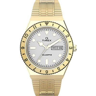 Timex Montre pour Femme Analogique avec Un Bracelet en Acier Inoxydable Q Reissue, Or/Blanc, bracelet Timex Montre pour Femme Analogique avec Un Bracelet en Acier Inoxydable Q Reissue, Or/Blanc, bracelet