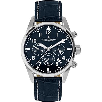 JACQUES LEMANS Montre de sport 42-2B, bleu foncé, bracelet JACQUES LEMANS Montre de sport 42-2B, bleu foncé, bracelet