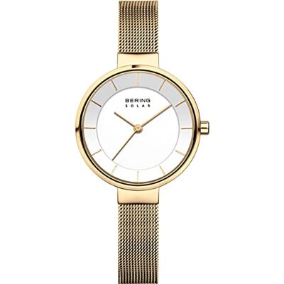 BERING Montre analogique à quartz solaire pour femme avec bracelet milanais en acier inoxydable 14631-324, Bracelet BERING Montre analogique à quartz solaire pour femme avec bracelet milanais en acier inoxydable 14631-324, Bracelet