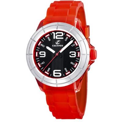 Calypso K5231/6 Montre Fille Quartz Analogique Bracelet Plastique Rouge, Noir/Rouge, sangle Calypso K5231/6 Montre Fille Quartz Analogique Bracelet Plastique Rouge, Noir/Rouge, sangle