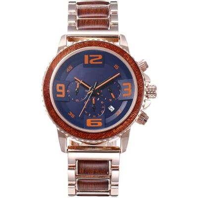RORIOS Montre Bois Hommes Quartz Montre Chronographe Montre Bois Vintage Multifonctions Bois de Montres Naturel étanche Montre Homme, Or Rose, bracelet RORIOS Montre Bois Hommes Quartz Montre Chronographe Montre Bois Vintage Multifonctions Bois de Montres Naturel étanche Montre Homme, Or Rose, bracelet