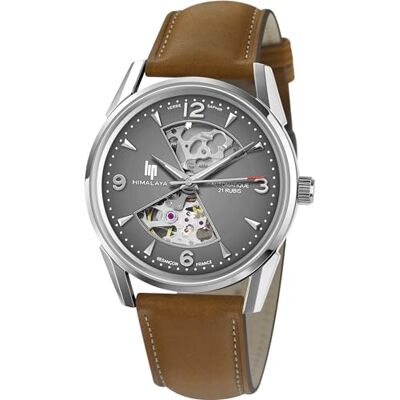 Lip Homme Analogique Automatique Montre avec Bracelet en Cuir 671572, Gris, sangle Lip Homme Analogique Automatique Montre avec Bracelet en Cuir 671572, Gris, sangle