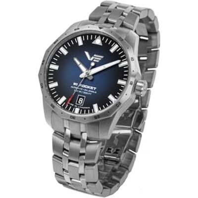 Vostok Europe 125A748-B Rocket N1 Montre automatique pour homme avec bracelet en acier inoxydable et fermoir papillon Vostok Europe 125A748-B Rocket N1 Montre automatique pour homme avec bracelet en acier inoxydable et fermoir papillon