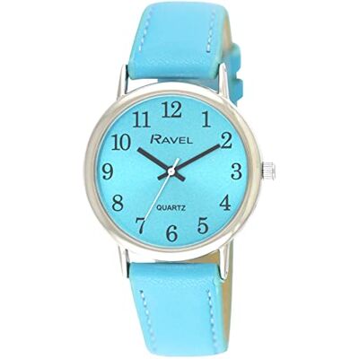 Ravel R0140 Montre ronde à quartz analogique pour femme Argenté, Turquoise vif., 36mm watch case, Sangle Ravel R0140 Montre ronde à quartz analogique pour femme Argenté, Turquoise vif., 36mm watch case, Sangle