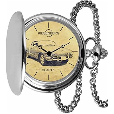 KIESENBERG Montre de poche vintage en argent cadeau personnel pour Karmann GHIA type 14 année de construction 1969-1974 Montre homme TA-5457, argenté KIESENBERG Montre de poche vintage en argent cadeau personnel pour Karmann GHIA type 14 année de construction 1969-1974 Montre homme TA-5457, argenté