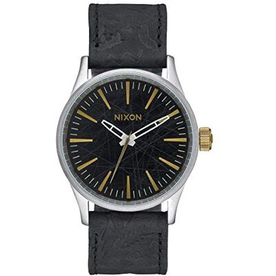 NIXON Sentry 38 Leather Spring 2017 Noir/laiton NIXON Sentry 38 Leather Spring 2017 Noir/laiton