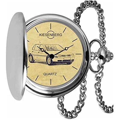 KIESENBERG Montre de poche vintage argent cadeau personnel pour Golf 4 montre homme TA-4098, argenté KIESENBERG Montre de poche vintage argent cadeau personnel pour Golf 4 montre homme TA-4098, argenté