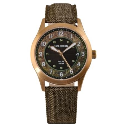 HOLZKERN Montre solaire unisexe Wildlight couleur mousse/or 9010631024246 HOLZKERN Montre solaire unisexe Wildlight couleur mousse/or 9010631024246