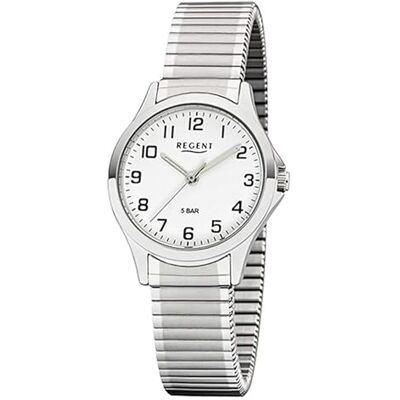 REGENT Montre à quartz pour femme avec bracelet de 30 mm de diamètre en différentes variantes, argenté, minimaliste REGENT Montre à quartz pour femme avec bracelet de 30 mm de diamètre en différentes variantes, argenté, minimaliste