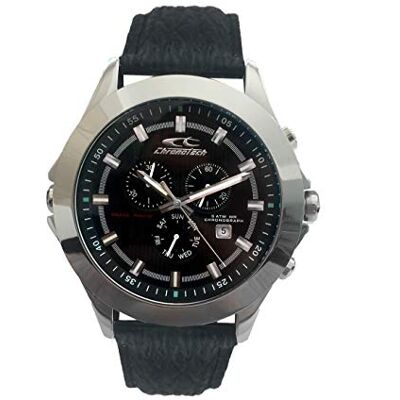 Chronotech Montre chronographe pour homme à quartz avec bracelet en cuir CT7636M-01, Sangle Chronotech Montre chronographe pour homme à quartz avec bracelet en cuir CT7636M-01, Sangle