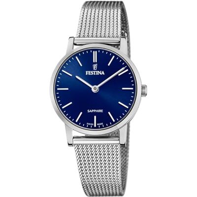 Festina Montre pour Femme F20015/2 Swiss Made Boîtier en Acier Inoxydable Gris Bracelet en Acier Inoxydable Gris, Argenté/Bleu., Bracelet Festina Montre pour Femme F20015/2 Swiss Made Boîtier en Acier Inoxydable Gris Bracelet en Acier Inoxydable Gris, Argenté/Bleu., Bracelet