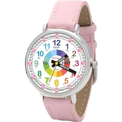 Kiddus Montre Bracelet Éducative pour enfants, garçon. Time Teacher Analogique avec Exercices. Facile d’apprendre à lire l’heure. English version. Pink Pu Leather Kiddus Montre Bracelet Éducative pour enfants, garçon. Time Teacher Analogique avec Exercices. Facile d’apprendre à lire l’heure. English version. Pink Pu Leather