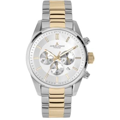 JACQUES LEMANS Montre de sport 42-6.1H, Argenté/doré, Bracelet JACQUES LEMANS Montre de sport 42-6.1H, Argenté/doré, Bracelet