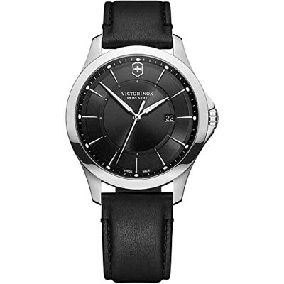 Victorinox Montre Homme Alliance Ø 40 mm, Swiss Made, Quartz Analogique, Étanche jusqu’à 100 m, Verre Saphir, Bracelet Cuir, Noir Victorinox Montre Homme Alliance Ø 40 mm, Swiss Made, Quartz Analogique, Étanche jusqu’à 100 m, Verre Saphir, Bracelet Cuir, Noir