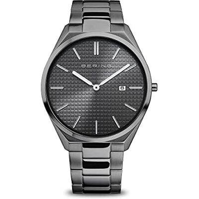 BERING Montre analogique à quartz pour homme avec bracelet en acier inoxydable 17240-777, Gun, Bracelet BERING Montre analogique à quartz pour homme avec bracelet en acier inoxydable 17240-777, Gun, Bracelet