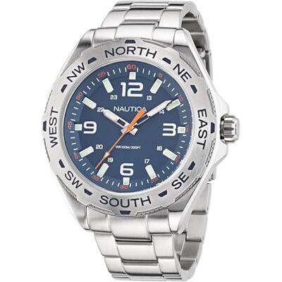 Nautica Montre pour homme NAPCWS302 Clearwater Beach recyclée (85 %) en acier inoxydable, ton argenté/bleu/SST, ton argenté/bleu/SST, bracelet, Argenté/bleu/SST, Bracelet Nautica Montre pour homme NAPCWS302 Clearwater Beach recyclée (85 %) en acier inoxydable, ton argenté/bleu/SST, ton argenté/bleu/SST, bracelet, Argenté/bleu/SST, Bracelet